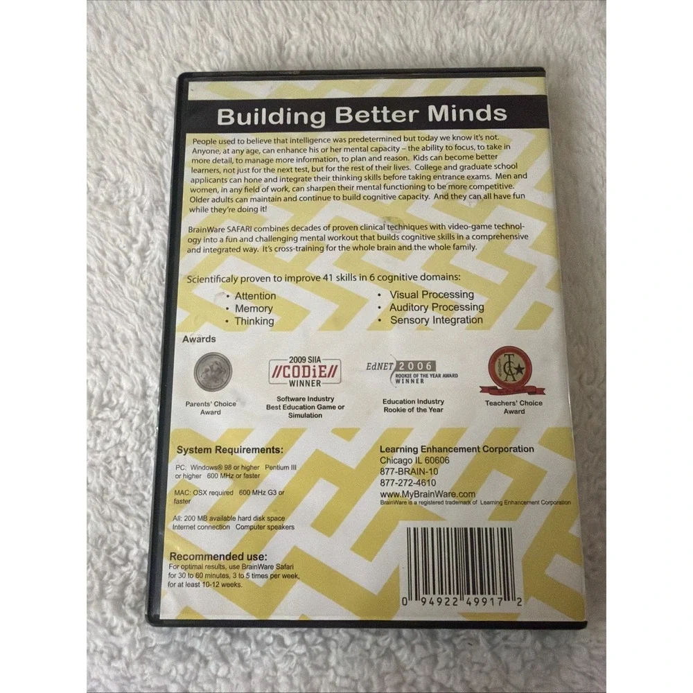 Brainware Safari Building Better Minds PC CD ROM B352 CIB MAC Travel Guide Card